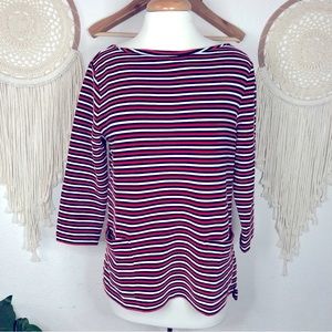 J Jill black red & white striped heavy shirt medium